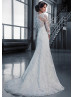 Illusion Neck Ivory Lace Tulle Elegant Wedding Dress